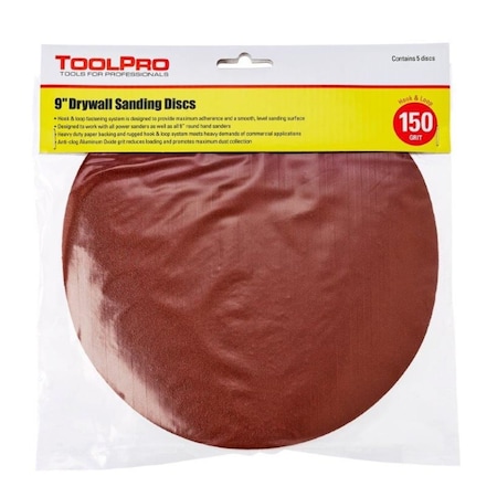 Toolpro 9 in 150 Grit Hook and Loop Sanding Discs 25Pack, 25PK TP11500